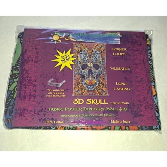 Skull Sugar Mini Tapestry Wall Hanging Decor Gift 3D Poster 30x45 Skeleton New - Picture 2 of 3